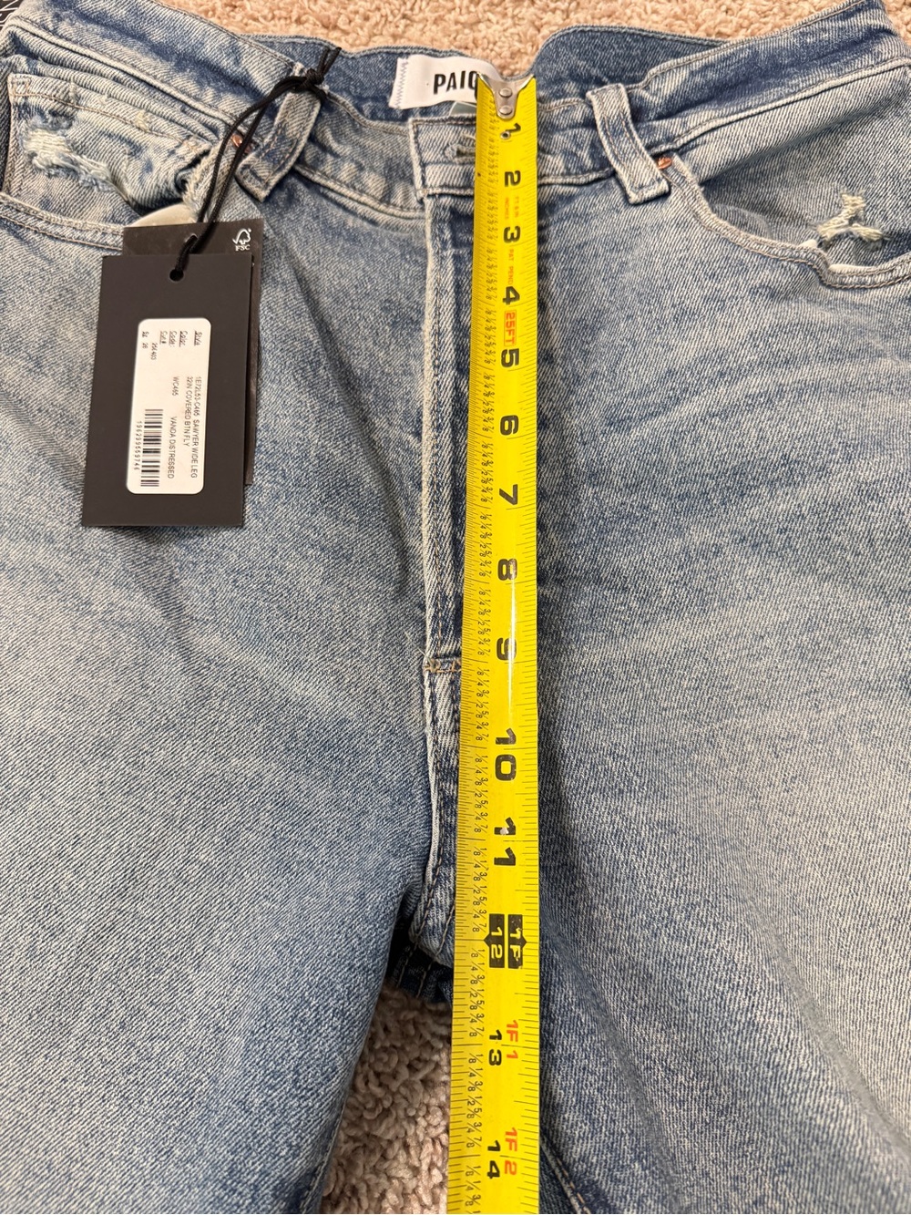 NWT PAIGE. SAWYER WIDE LEG High Rise Wide Straight Leg Jeans Size 28 - Picture 16 of 16